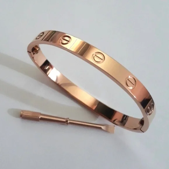 NEW Love Screw Bangle Bracelet in Rose Gold